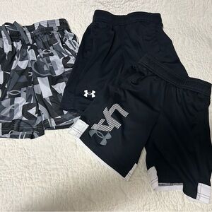 Under Armour Boys Black & Gray Athletic Shorts Trio